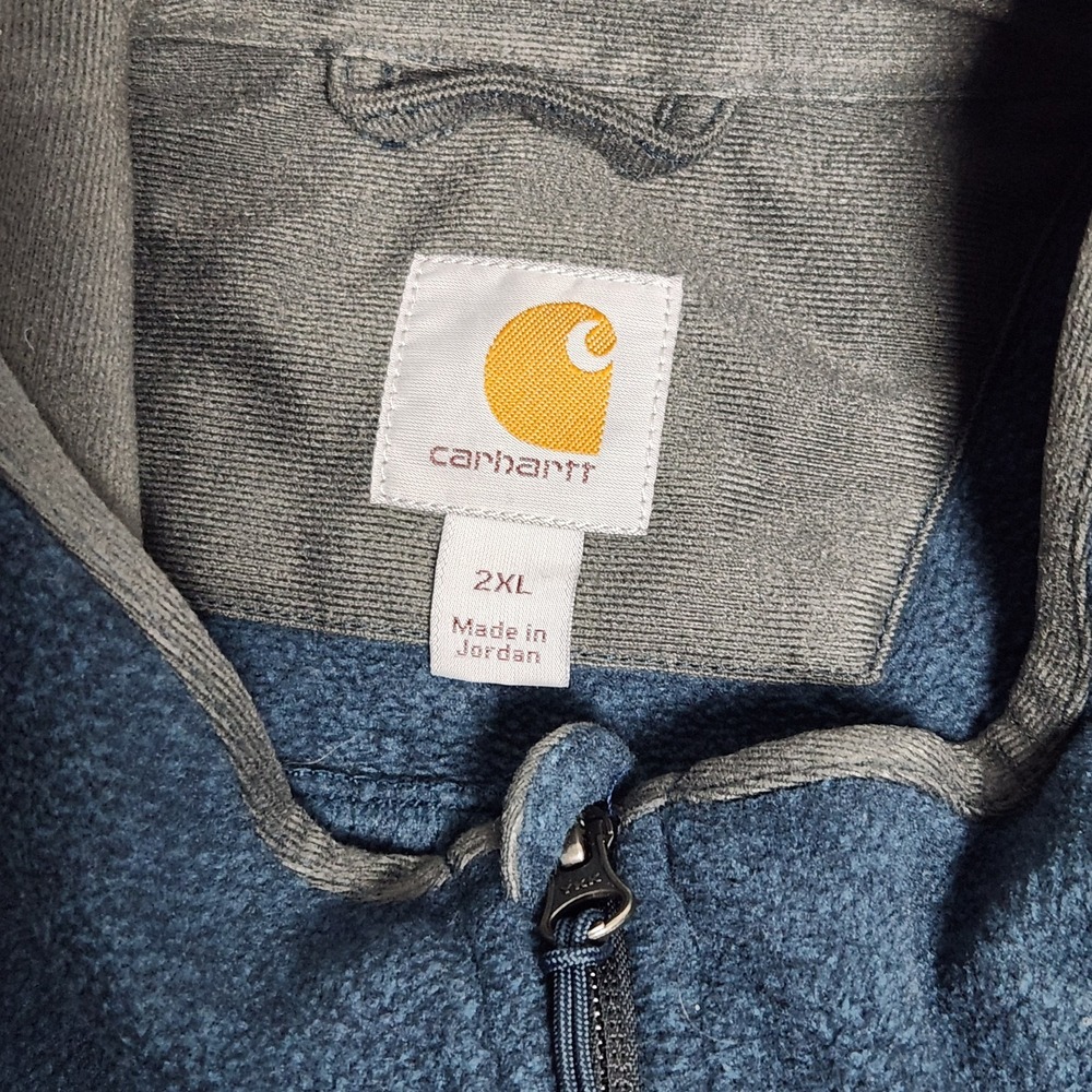 Carhartt Fleece Sweater Men 2XL XXL Blue Dalton Half Zip Long Sleeve Workwear - Picture 3 of 6